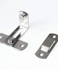 90 Degree Stainless Steel Sliding Door Latch For Barn Doors And Cabinets, Safety Locking Mechanism, Corrosion Resistant Silver Finish