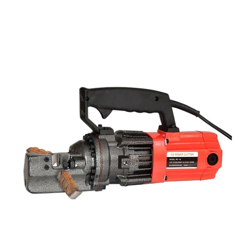 Powerful Handheld Electric Rebar Bender And Cutter showing ergonomic handle, designed for cutting 16 to 22 gauge steel rods.