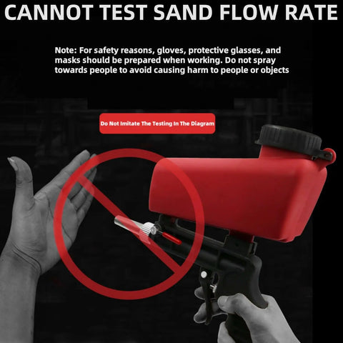 Wreck Old Rust And Peeling Paint Fast With This Heavy Duty Gravity Sandblaster Gun Kit Using A Ninety Psi Pneumatic Trigger To Prep Metal And Wood Smooth Without Breaking A Sweat In Red with safety instructions on use.