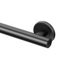 Latitude II 18 Inch Matte Black Grab Bar For Shower And Bath, heavy duty safety rail close-up showing sleek finish and durable mount