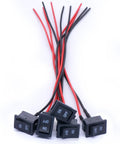 Five Pack Rocker Switches SPST On Off 2 Pins 2 Position 6A 250V And 10A At 125V With Pre Soldered Wires Black Square Car Boat Toggle