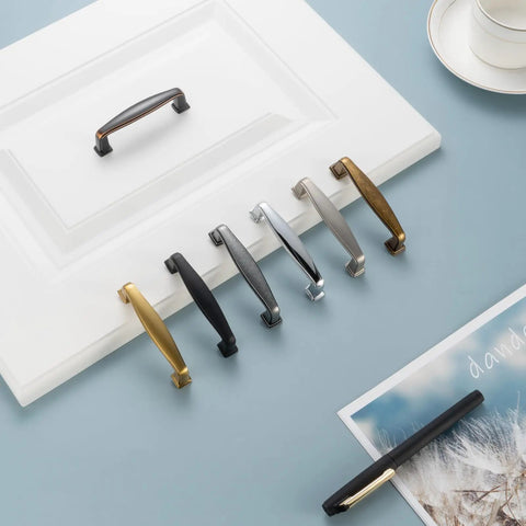 Square Arch Cabinet Pull In Oil Rubbed Bronze, 3 Inch Center-To-Center Screws, 25-Pack shown with other metal finishes