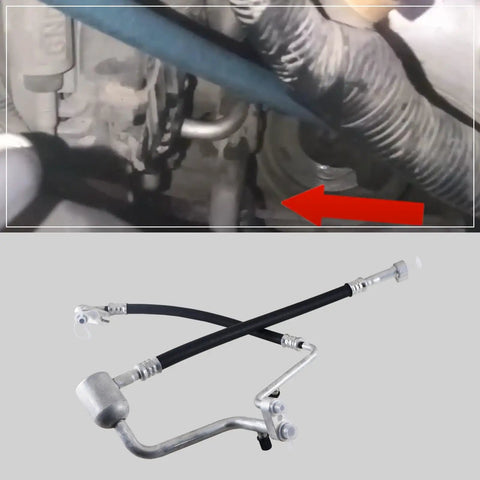 Premier Auto Parts AC Suction And Discharge Line Hose Assembly Hella Fits Buick Enclave Chevy Traverse Gmc Acadia 3.6L V6 visible installation position.