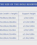 Size specifications for No Fuss Electric Attic Ladder, showing hole dimensions and support heights for installation.