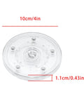 Clear 4 Inch Acrylic Lazy Susan Turntable Organizer Set With 4 Bearings and dimensions shown in image
