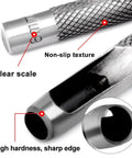 Close-up of 16mm Hollow Hole Punch For Leather Craft Round Carbon Steel Punch Tool With Knurled Handle showing sharp edge and scale.