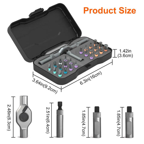 24 In 1 Magnetic Screwdriver Set With Detachable Ratchet T Handle Portable Multi Bit Magnetic Drive Tool Kit for various repairs