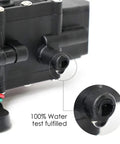 Close-up of 12 Volt Fresh Water Pump For RV Camper Boat And Lawn With Self Priming Diaphragm, water test detail, 110 PSI