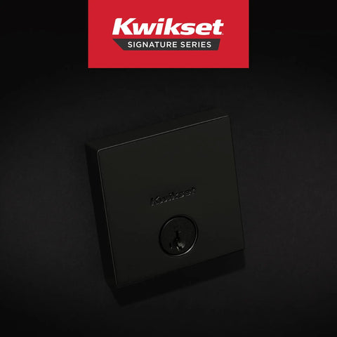 Downtown Matte Black Deadbolt Lock with Square Exterior Keyed Front Entry, Pick-Resistant SmartKey Rekey Security