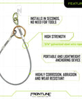 Lightweight Portable 4 Foot Wire Rope Choker Anchor For Fall Protection, Galvanized Steel, Easy Installation highlighted features