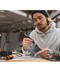 Top Tier Cordless Pen Engraver And Digital Soldering Iron Kit With Sweet 20V Battery And Solid 46 Piece Wood Burner Plus Rotary Etching Accessories For Slick DIY Crafts And Home Fixes in use on craft project.
