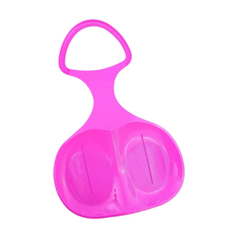 Snow Sled For Kids And Adults, Sturdy Winter Sledding Board With Comfortable Handles, Flexible Bendable PP Build, Dark Pink