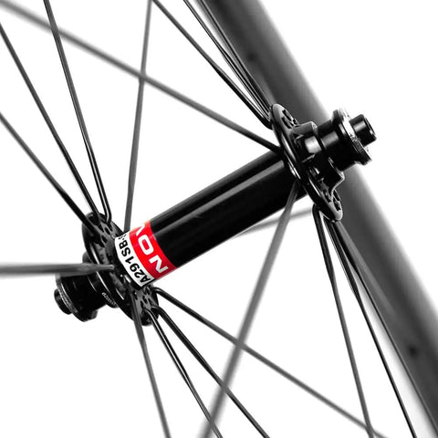 Close-up of hub on Carbon Wheelset 60mm Depth 25mm Width 700c Clincher Road Wheels With Toray T700 Carbon Fiber 3K Matte Finish