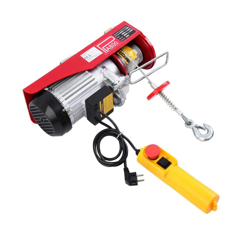 Heavy Duty Electric Hoist With 220V Plug And Play Cable Winch Motor For Home Garage Use Built Tough Steel Body 800Kg Capacity Smooth Lifting Crane Zero Hassle Operation
