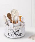 Extra Large 10 Inch Kitchen Utensil Holder With Slick 360 Degree Lazy Susan Spin That Keeps Counters Clean And Makes Grabbing Spatulas Whisks And Tongs Total Breeze Heavy Duty Modern Sleek Design with utensils.