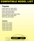 List of compatible Toyota and Lexus models for Engine Air Filter Compatible With Toyota RAV4 Camry Highlander Avalon GR Corolla Grand Highlander And Lexus ES NX RX 350 Models From 2018 Through 2025 OE 17801 25020 Replacement Beefed Up Filtration Built For Peak Performance