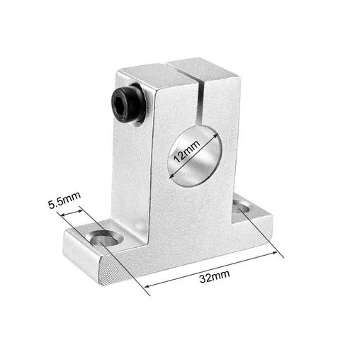 Aluminum Linear Motion Rail Clamp Kit For 12mm Shaft Guide And Support SK12 Pro Grade Sliding System Front View