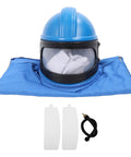 Front view of Sandblasting Helmet With Air Supply For Safe Spray Work Durable ABS Hood With Double Lens Protection Clear View Safety Gear