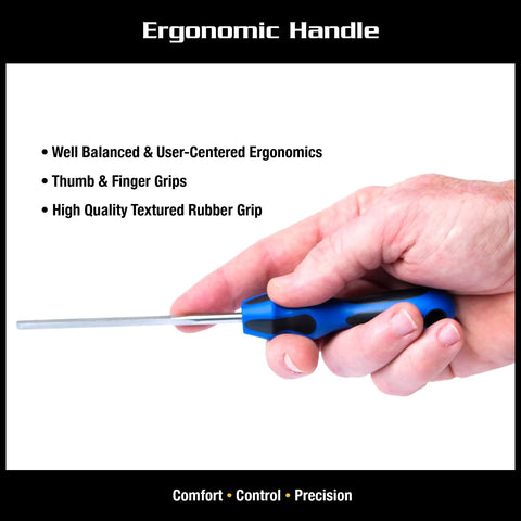 MusicNomad MN830 diamond-coated guitar fret end dressing file with blue ergonomic handle