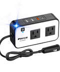 200W Car Power Inverter With Dual 110V AC Outlets And Four USB Ports Including 20W USB-C Fast Charge And 18W Quick Charge