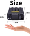 High Power Quad Band Mobile Ham Radio 25W VHF 136-174MHz And 20W UHF 400-480MHz with size comparison in hand