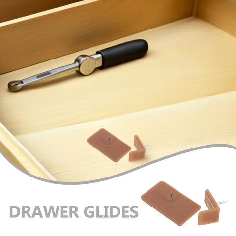 Heavy Duty Plastic Drawer Glides Repair Kit with Tack In Stops for Drawer Slides and Tracks, rectangle and L-shaped stops