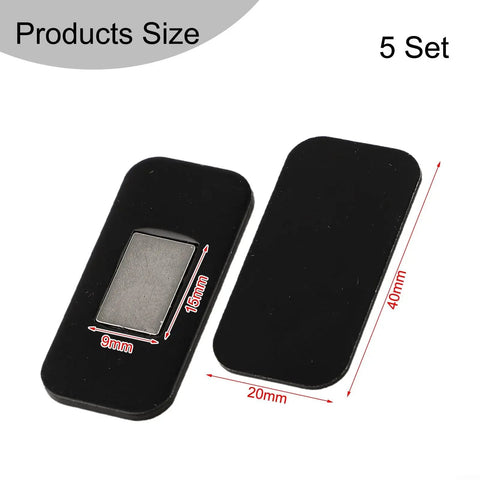 Magnetic Cabinet Catches Set for Doors and Drawers, Invisible Latch Kit, 5-Piece, 4 by 2 cm, Black finish, product size detail