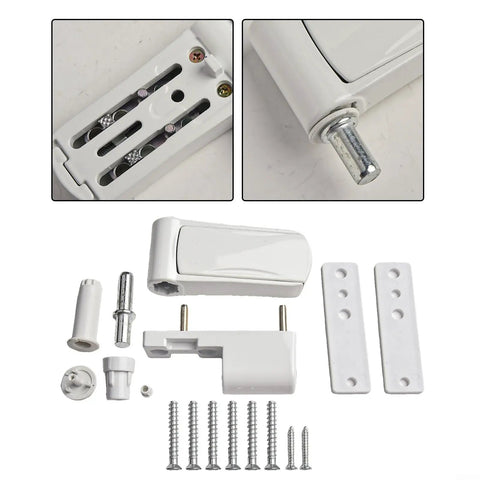 Adjustable 3D Door Hinge With Silent Buffer Aluminum Profile, screws, and components for multi directional use on doors.
