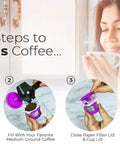 Steps to use Single Serve Coffee Filter Pack For Reusable Pods EZ Cup 2.0 White Disposable Paper Filters 6 Pack 300 Count