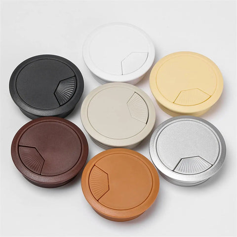 Sleek Desk Grommet Kit For Neat Cable Management Hides Messy Wires Keeps Office Organized And Cool With Durable Polished Finish Perfect For Any Computer Setup Or Modern Workspace, 60mm round covers in six colors