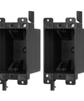 Old Work 1-Gang Black Electrical Box For Outlets And Dimmers, PVC Plastic 14 Cu In, ETL Listed, Two Pack, front view