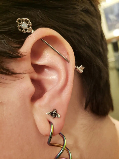 Industrial Barbell Earrings Set 14g Stainless Steel Scaffold Piercing Jewelry 38mm One And A Half Inch Eight Piece Kit Lead Free Nickel Free For Everyday Wear