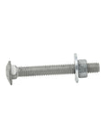 Side view of 5/16-18 Inch Fully Threaded Hot Dipped Galvanized Carriage Bolt Kit For Exterior Projects, 100 Sets With USS Flat Washers And Hex Nuts