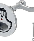 Boat Cam Latch Flush Pull Hatch Lock Stainless Steel 316 Marine Grade With Back Plate And Screws, mirror polished, shown with screws