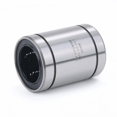 Premium LM35UU Linear Ball Bearings 35 X 52 X 70mm Double Sealed Shaft Guide Slide Bushing displaying chrome steel construction.