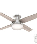 44 Inch Indoor Ceiling Fan With LED Light And Remote Control Low Profile Flush Mount Four Blade Modern Ceiling Fan Brushed Nickel