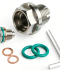 M18x1.5 Double Oversize Magnetic Piggyback Oil Drain Plug Kit With Thread Repair Tool For Sleek Engine Protection And Cool Metal Debris Capture To Keep Your Ride Smooth And Running Tight Without Leaks Or Stress, stainless steel