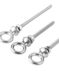 Heavy-Duty Marine Grade 316 Stainless Steel Lifting Eye Bolts Set With Nuts And Washers, Long Eyebolts For Boat Rigging, Includes M10x100 And M12x120, Corrosion-Resistant, Easy Install, Durable Industrial Hardware, three bolts shown