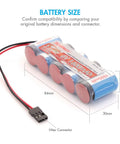 Two Pack 6V NiMH RC Receiver Battery Pack With Hitec Connector 1600mAh High Capacity Flat Side By Side RX Battery for cars and planes