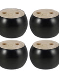Four Pcs Solid Wood Furniture Legs Round Bun Feet Replacement For Sofa Cabinet Table With Floor Protectors And Easy Install