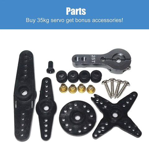 Accessories for 35Kg Coreless Digital RC Servo 7.4V Waterproof Stainless Steel Gear, including arms and screws