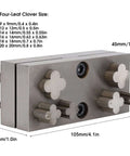 Four Leaf Clover Punch Die Disc Set With Six Steel Hole Punches for Jewelry Making, side view showing punch die sizes
