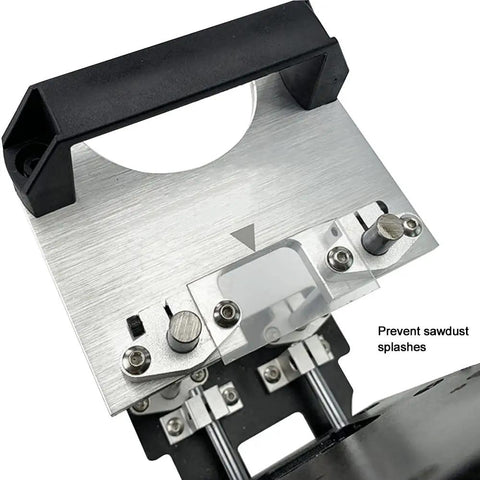 Heavy Duty Mortising Jig And Loose Tenon Joinery Kit With Easy Adjust Slotting Bracket top view showing adjusting features and handle.
