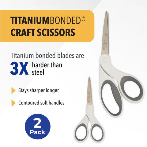 Titanium Bonded Fabric Scissors Set With 5 Inch Micro Tip And 8 Inch Bent Blades For Heavy Fabrics And Precision Snips Two Pack, 2 scissors