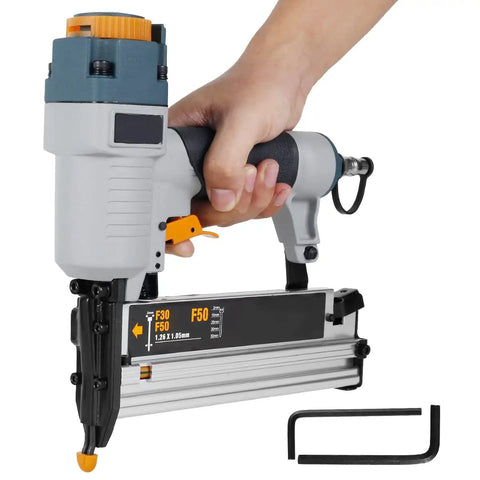 Straight Shooting Pro Level Heavy Duty Pneumatic Air Nailer For Carpentry And Fences With Adjustable Depth Control And Ergonomic Handle Accepts T50 F50 440K Fasteners