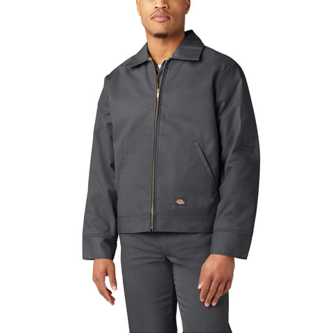 Classic Mens Lined Eisenhower Jacket Heavy Duty Workwear Rugged Poly Cotton Twill Wrinkle Resistant Charcoal Plus Size 3X front view