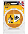 DEWALT 4-inch hole saw in yellow packaging, 102 mm diameter