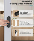 Two Pack Self Adhesive Drawer Pull Handles Four Inch Aluminum Alloy Push Pull Knobs for sliding glass doors easy installation