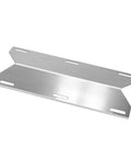 Stainless Steel Grill Tent Shields And Burner Cover Kit For Jenn Air Glen Canyon Nexgrill Costco Kirkland 17.75 X 6.38 Inches Replacement Parts Fits Popular Gas Grills showing one shield with slotted design.