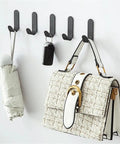 Heavy Duty Peel And Stick Wall Hooks Stainless Steel Coat Rack For Home Entryway with bags and keys hung.